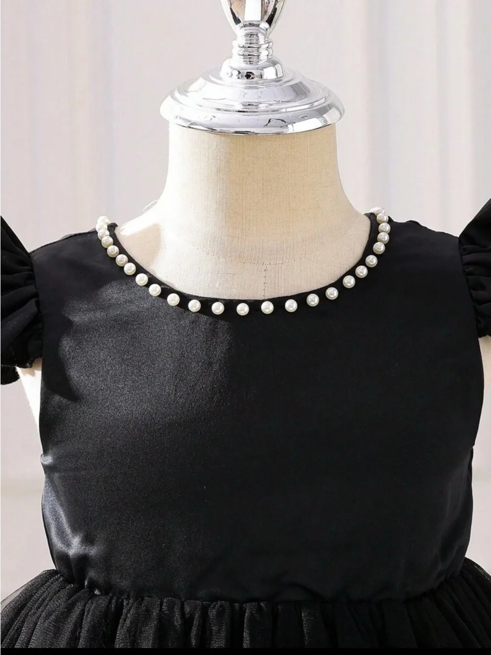 ELEGANT TODDLER BUNDLE Girls Black Pearl-Accent Dress and Sandals